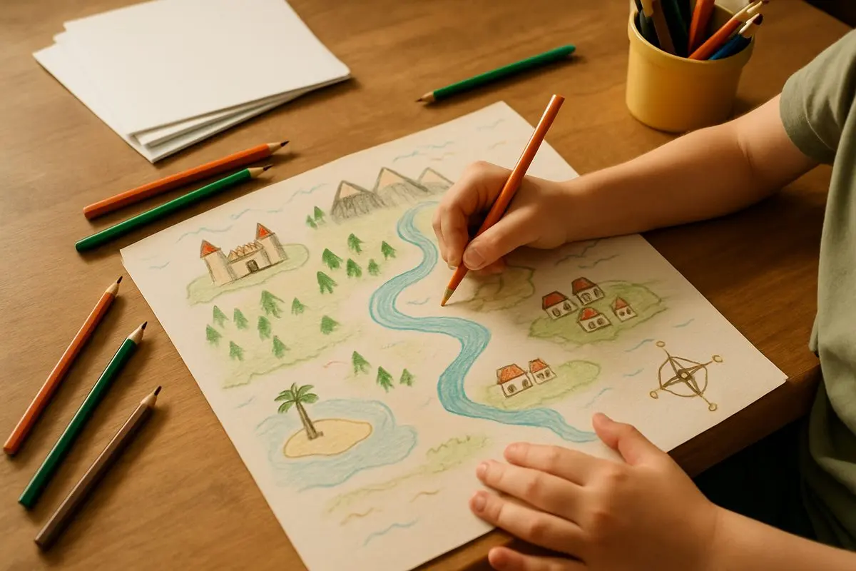 Dessiner une carte imaginaire : photo d'illustration